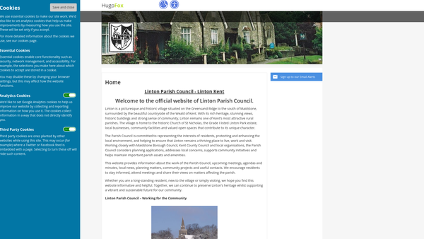 Screenshot of the Linton Park Almshouses website