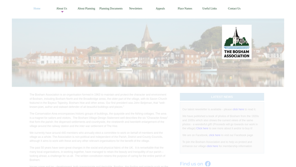 Screenshot of the The Bosham Association website
