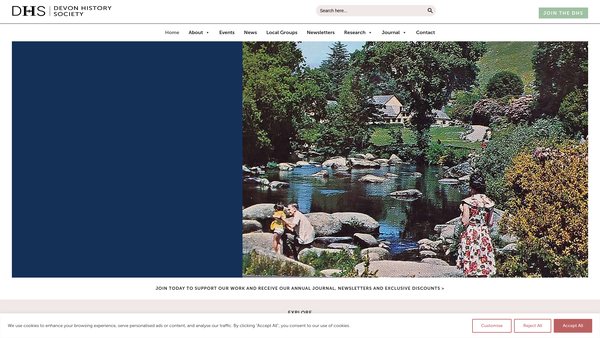 Screenshot of the The Devon History Society website