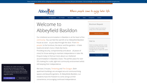 Screenshot of the The Abbeyfield Basildon Society Limited website