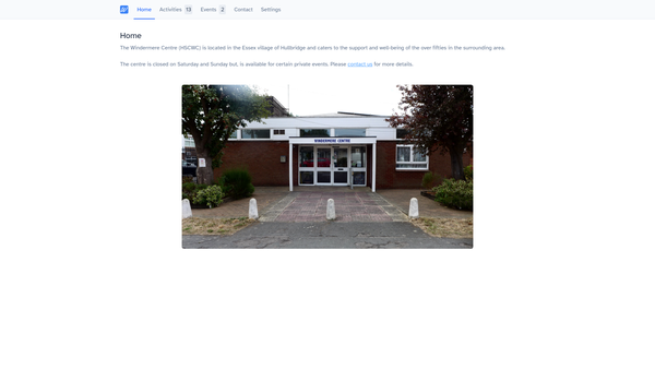 Screenshot of the Hullbridge Senior Citizens Welfare Council website