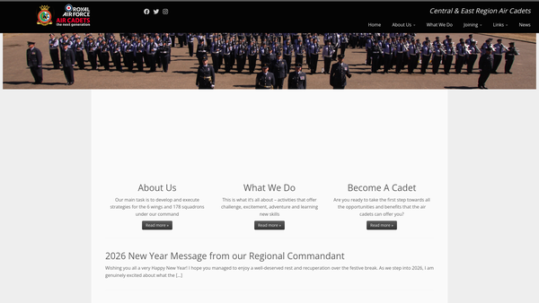 Screenshot of the The Welfare And Sports Fund Of The Central And East Region Of The Air Training Corps website