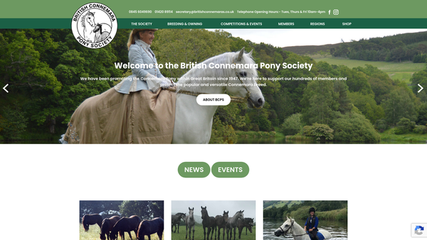 Screenshot of the British Connemara Pony Society Limited website