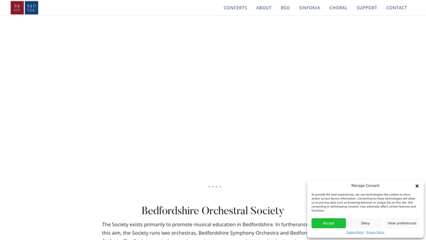 Screenshot of the Bedfordshire Orchestral Society website