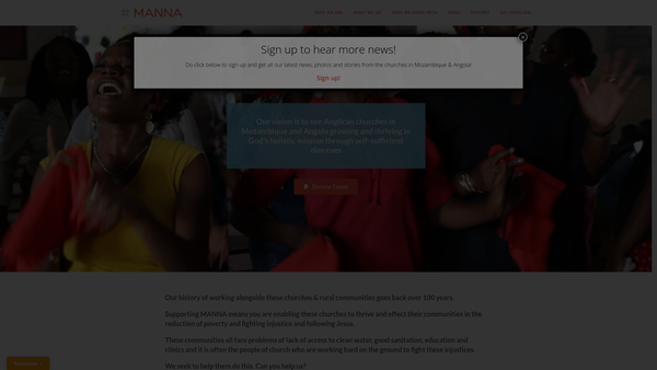 Screenshot of the Mozambique And Angola Anglican Association website