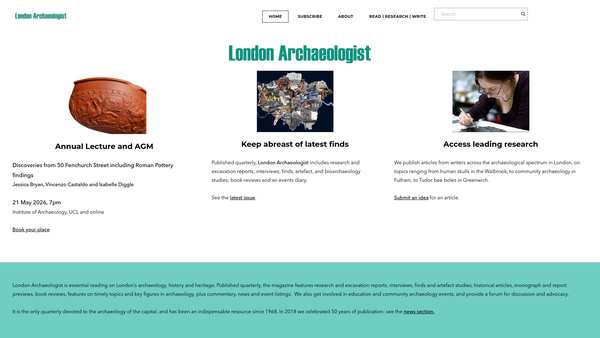 Screenshot of the The London Archaeologist Association website