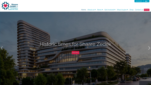 Screenshot of the Shaare Zedek UK website