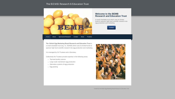 Screenshot of the B E M B Research And Education Trust website