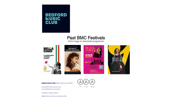 Screenshot of the Bedford Music Club website