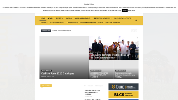 Screenshot of the The British Limousin Cattle Society Limited website