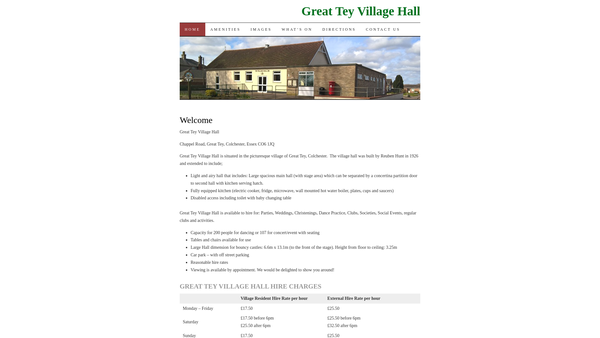Screenshot of the Trust Property Held Icw The Village Hall (Great Tey) website