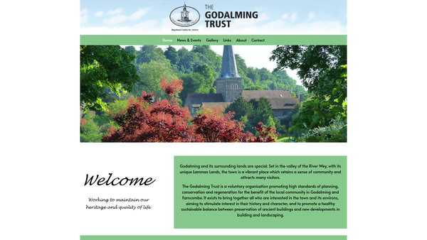 Screenshot of the The Godalming Trust website