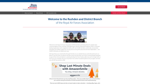 Screenshot of the The Royal Air Forces Association Rushden Branch (No 519) website