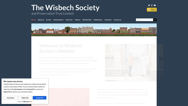 Screenshot of the The Wisbech Society And Preservation Trust Ltd website
