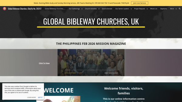 Screenshot of the The Bibleway Church Of Our Lord Jesus Christ World Wide (United Kingdom) website