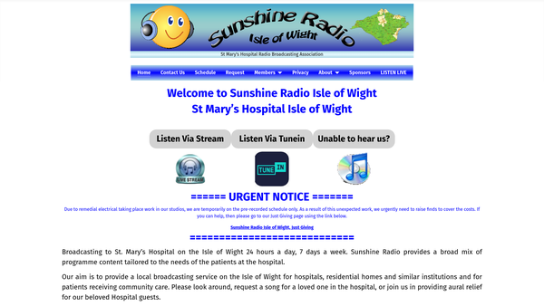 Screenshot of the Isle Of Wight Hospital Broadcasting Association website