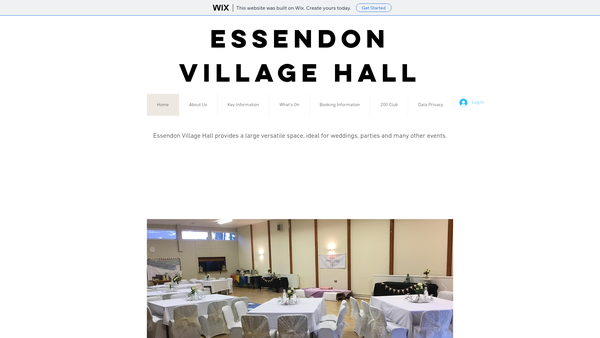 Screenshot of the Essendon Village Hall website