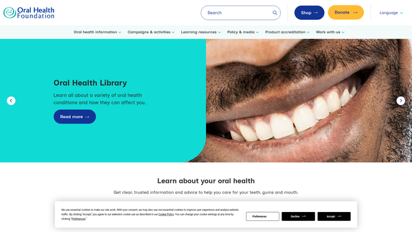 Screenshot of the Oral Health Foundation website