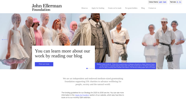 Screenshot of the John Ellerman Foundation website