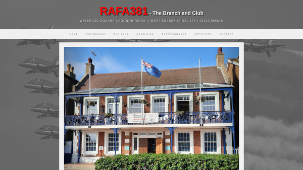 Screenshot of the The Royal Air Forces Association Bognor Regis Branch website