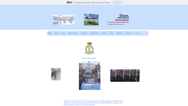 Screenshot of the The Royal Air Forces Association Chingford Branch website
