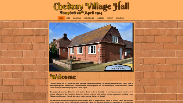 Screenshot of the Chedzoy Village Hall website