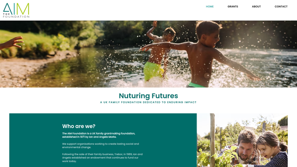 Screenshot of the The Aim Foundation website