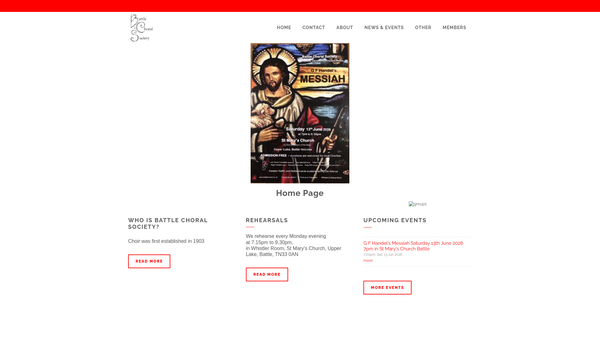 Screenshot of the Battle Choral Society website