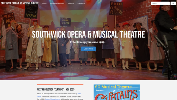 Screenshot of the Southwick Opera website