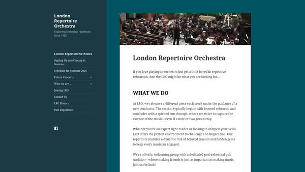 Screenshot of the London Repertoire Orchestra website