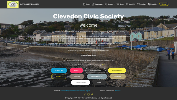 Screenshot of the Clevedon Civic Society website