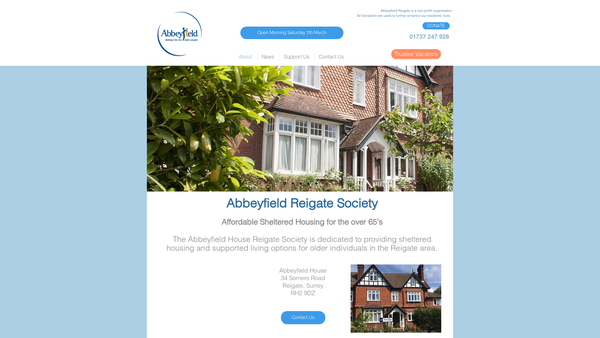 Screenshot of the The Abbeyfield Reigate Society Limited website