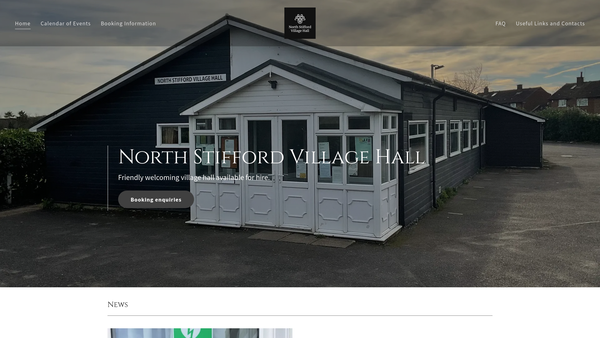 Screenshot of the North Stifford Village Hall website