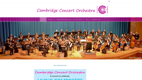 Screenshot of the Cambridge Concert Orchestra website