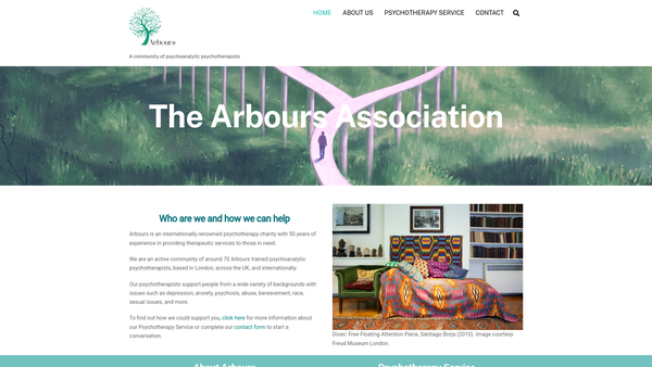 Screenshot of the Arbours Association Limited website