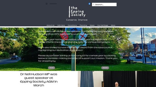 Screenshot of the The Epping Society website
