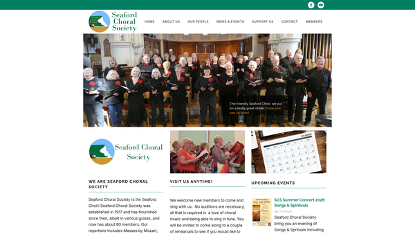 Screenshot of the The Seaford Choral Society website