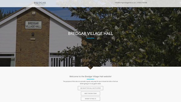 Screenshot of the Bredgar Village Hall website