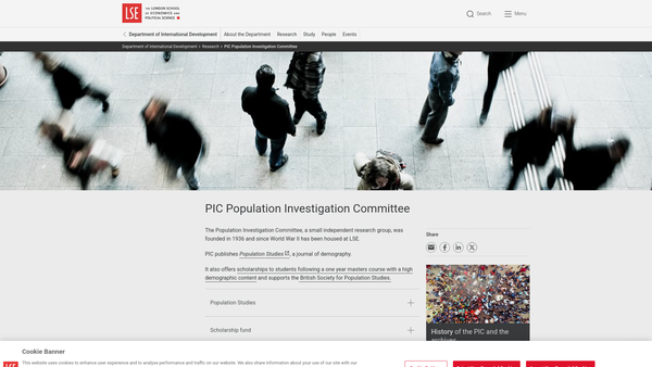 Screenshot of the Population Investigation Committee website