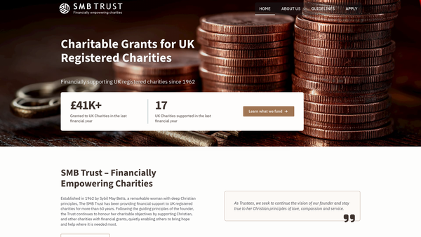 Screenshot of the The S M B Trust website