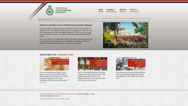Screenshot of the The Royal Leicestershire Regiment Charitable Fund website