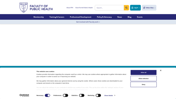 Screenshot of the Faculty Of Public Health Of The Royal Colleges Of Physicians Of The United Kingdom website