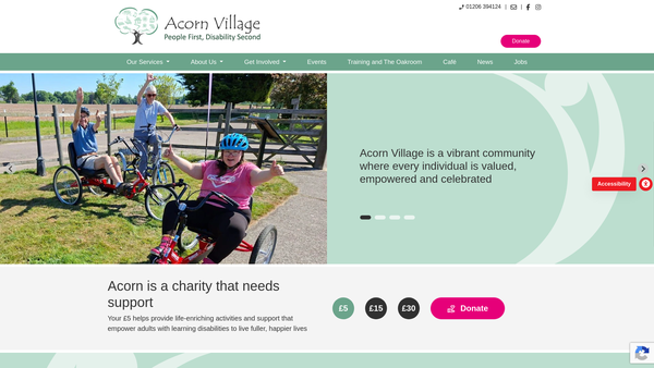 Screenshot of the Acorn Villages Limited website