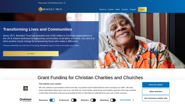 Screenshot of the Benefact Trust Limited website
