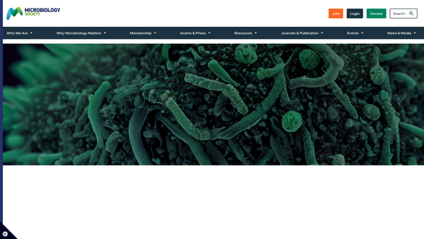 Screenshot of the Microbiology Society website