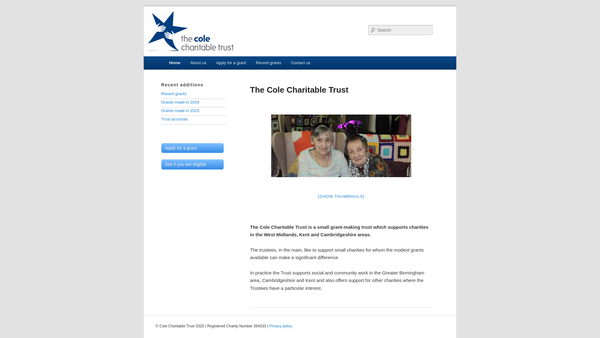 Screenshot of the The Cole Charitable Trust website