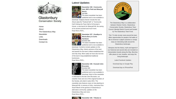 Screenshot of the The Glastonbury Conservation Society website