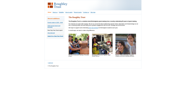 Screenshot of the The Roughley Charitable Trust website