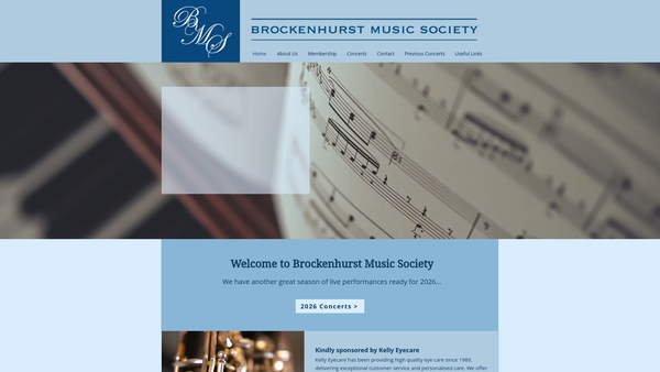 Screenshot of the Brockenhurst Music Society website