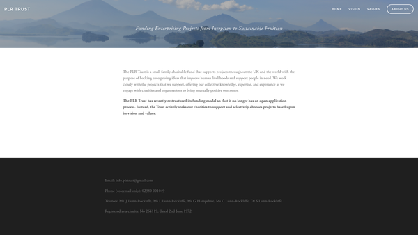 Screenshot of the Paul Lunn-Rockliffe Charitable Trust website